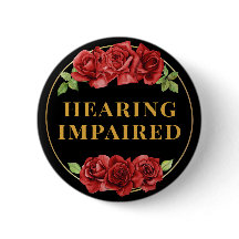 Feminine Black Red Rose Floral Hearing Impaired