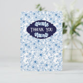 Feminine Blue Floral Pattern, Blank Dankeskarte (Stehend Vorderseite)