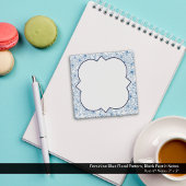 Feminine Blue Floral Pattern, Blank Post-it Klebezettel