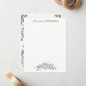 Feminine Blue Floral Watercolor Personalisiert Mitteilungskarte (Vorderseite/Rückseite Beispiel)
