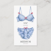 Feminine Blue Lingerie Size Insert Card (Vorderseite)