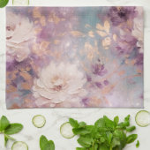 Feminine Blue White Gold Lila Blume Geschirrtuch (Gefaltet)