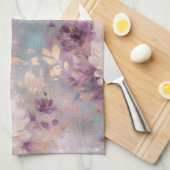 Feminine Blue White Gold Lila Blume Geschirrtuch (Viertel Falte)