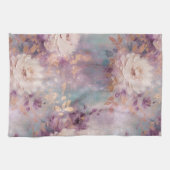 Feminine Blue White Gold Lila Blume Geschirrtuch (Horizontal)