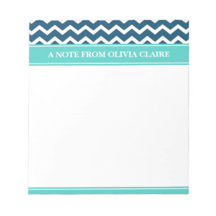 Feminine Blue Zickzack Individuelle Name Notizblock