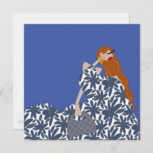 Feminine Blumengarten Party Mode Illustration Einladung (Vorne/Hinten)