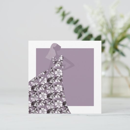 Feminine Blumengarten Party Mode Illustration Einladung (Stehend Vorderseite)