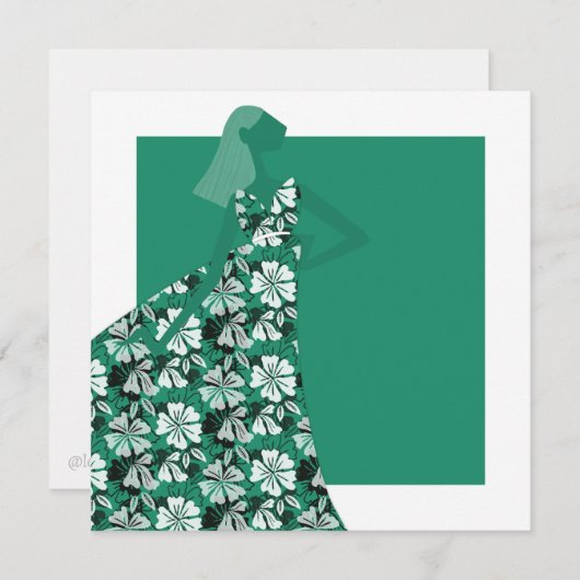 Feminine Blumengarten Party Mode Illustration Einladung (Vorne/Hinten)