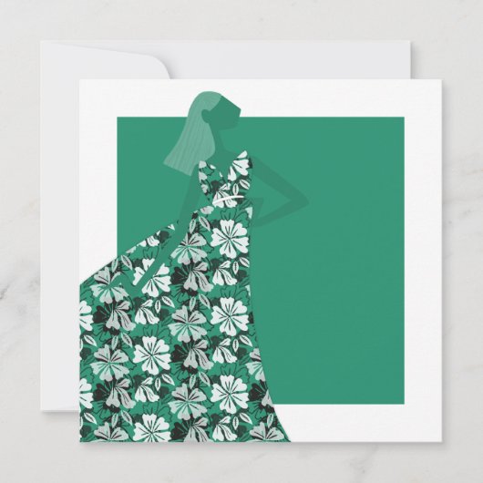 Feminine Blumengarten Party Mode Illustration Einladung (Vorderseite)