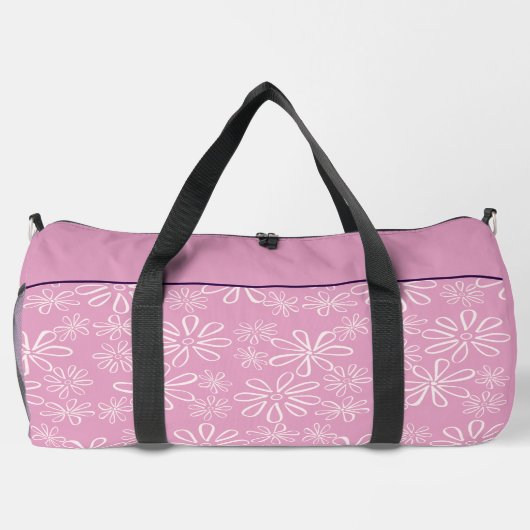 Feminine Blush Doodle-Muster auf rosa Duffle Bag (Rückseite)