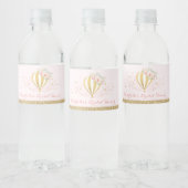 Feminine Blush Gold Bloral Hot Air Ballon Favorite Wasserflaschenetikett (Flaschen)