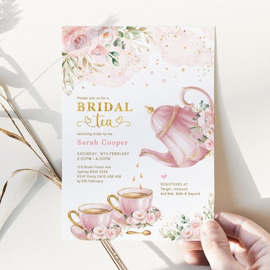 Feminine Blush Gold Brautparty Teatro Sociale Bell Einladung