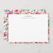 Feminine Blush Pink Aquamarin Peony Rose Giro Blor Mitteilungskarte (Vorne/Hinten)