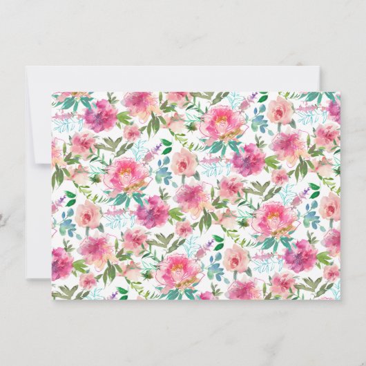 Feminine Blush Pink Aquamarin Peony Rose Giro Blor Mitteilungskarte (Rückseite)