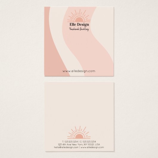 Feminine Blush Pink Boho Sun Earring Display Card (Vorne & Hinten)