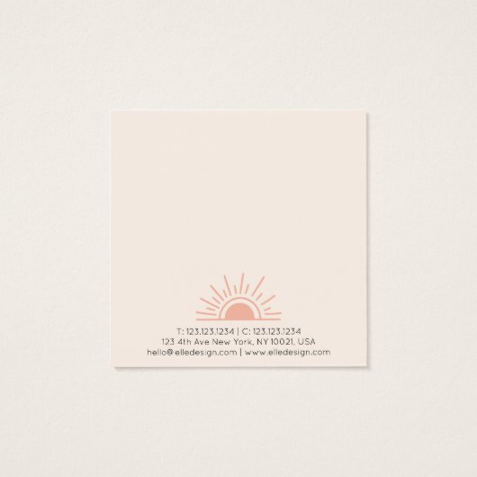 Feminine Blush Pink Boho Sun Earring Display Card (Rückseite)