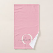 Feminine Blush Pink Gray Monogram Script Name Chic Badhandtuch Set (Handtuch)