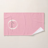 Feminine Blush Pink Gray Monogram Script Name Chic Badhandtuch Set (Handtuch)