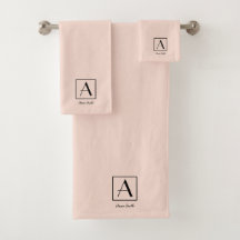 Feminine Blush Pink Monogram Initial Script Chic