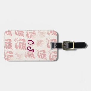 Feminine Blush Pink-Muster Monogram-Gepäckmarke Gepäckanhänger