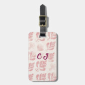 Feminine Blush Pink-Muster Monogram-Gepäckmarke Gepäckanhänger (Vorderseite vertikal)
