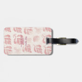 Feminine Blush Pink-Muster Monogram-Gepäckmarke Gepäckanhänger (Rückseite horizontal)