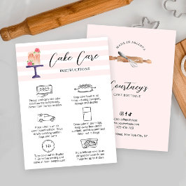 Feminine Blush Pink Watercolor Art Cake Care Card Visitenkarte