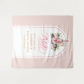 Feminine Blüten und Prosecco Brautparty-Banner Wandteppich (Vorderseite (Horizontal))