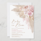 Feminine Boho Baby in Bloom Pampas Blumendusche Einladung (Vorderseite)
