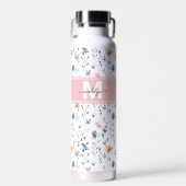 Feminine Boho Botanical Script Monogram Trinkflasche (Vorne)