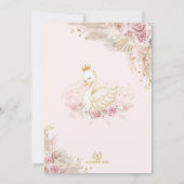 Feminine Boho Swan Princess Pink Blush Birthday Einladung (Rückseite)