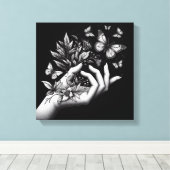 Feminine Butterfly Illustration Minimalist Aesthet Leinwanddruck (Insitu (Holzboden))