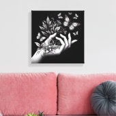 Feminine Butterfly Illustration Minimalist Aesthet Leinwanddruck (Insitu (Wohnzimmer))