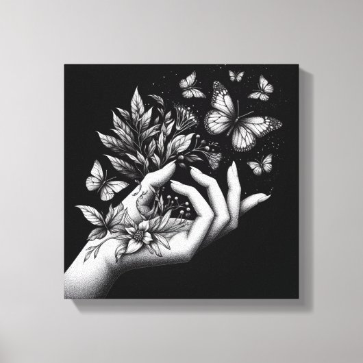 Feminine Butterfly Illustration Minimalist Aesthet Leinwanddruck (Vorderseite)