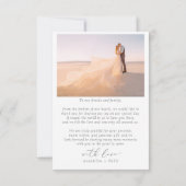 Feminine Calligraphy Full Bleed Foto Wedding Dankeskarte (Rückseite)