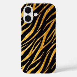 Feminine Chic Luxury Black Gold Klasse Zebra Print iPhone 16 Hülle
