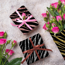 Feminine Chic Luxury Black Gold Klasse Zebra Print Geschenkpapier Set
