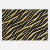Feminine Chic Luxury Black Gold Klasse Zebra Print Geschenkpapier Set (Vorderseite)