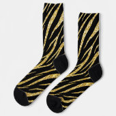 Feminine Chic Luxury Black Gold Klasse Zebra Print Socken (Linkes Detail)