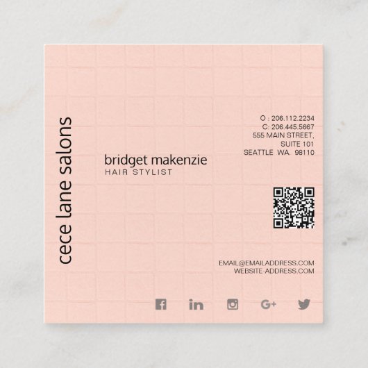 Feminine & Chic | Peach & Gray Empfehlungskarte (Rückseite)