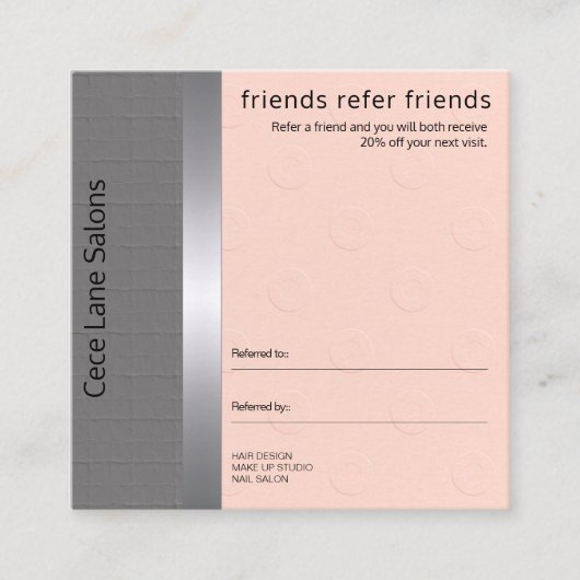 Feminine & Chic | Peach & Gray Empfehlungskarte (Vorderseite)