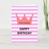 Feminine Chic Princess Happy Birthday Red Crown Karte (Vorderseite)