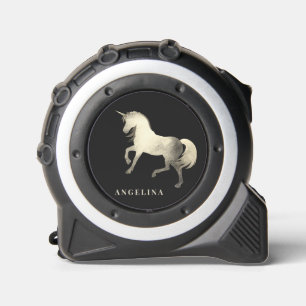 Feminine Classy Black Silver Unicorn Personalisier Maßband