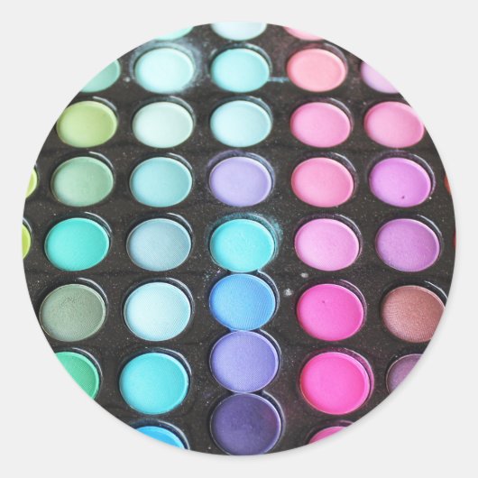 Feminine Colorful Makeup Artist Runder Aufkleber (Vorderseite)