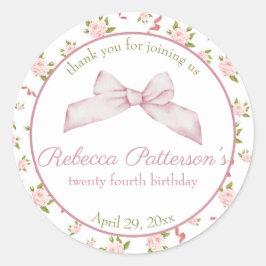 Feminine Coquette Vintag Floral Geburtstagsparty Runder Aufkleber