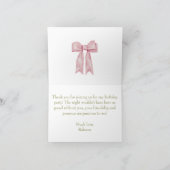 Feminine Coquette Watercolor Pink Bow Dankeskarte (Innenseite)