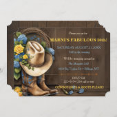 Feminine Cowboy Hat Boots Rose Holz Western Einladung (Vorne/Hinten)