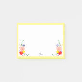 Feminine dekorative Blume Bunch Custom Frame Name Post-it Klebezettel (Vorderseite)