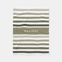 Feminine dicke Streifen mit Namen in Khaki Green Fleecedecke