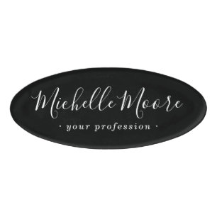 Feminine Drehbuch elegant schwarz Namenschild